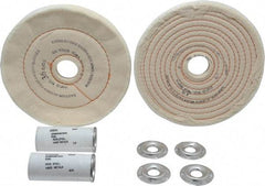 Dico - 6" Diam Cushion Sewn, Spiral Sewn Buffing Wheel Set - 1/2 - 1" Arbor Hole, Emery - Caliber Tooling