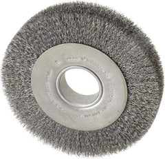 Anderson - 8" OD, 2" Arbor Hole, Crimped Steel Wheel Brush - 1-5/8" Face Width, 1-1/2" Trim Length, 0.0118" Filament Diam, 4,500 RPM - Caliber Tooling