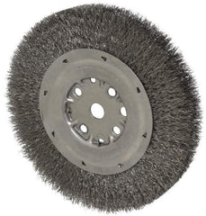 Anderson - 8" OD, 5/8" Arbor Hole, Crimped Steel Wheel Brush - 3/4" Face Width, 1-1/2" Trim Length, 0.0104" Filament Diam, 4,500 RPM - Caliber Tooling