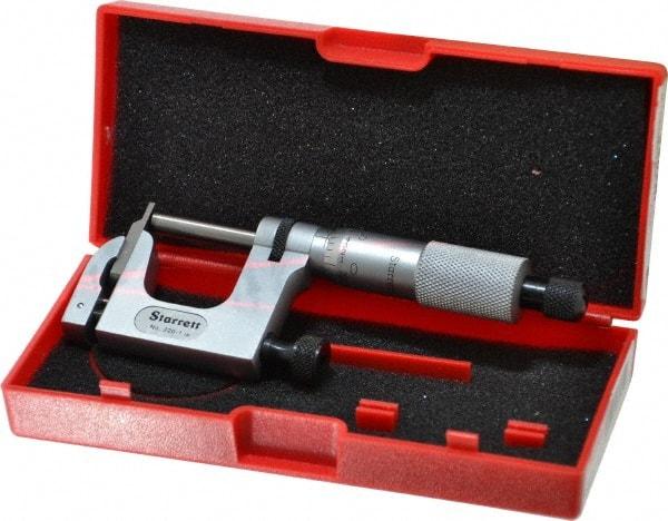 Starrett - 0 to 1 Inch Range, Carbide Face, Satin Chrome Coated, Mechanical Multi Anvil Micrometer - Ratchet Stop Thimble, 0.001 Inch Graduation, 0.0002 Inch Accuracy - Caliber Tooling