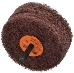 Standard Abrasives - 3" Diam, Medium Mounted Scrubber Buffing Wheel - 3 Ply, Medium Grade, 1/4" Shank Diam, 8,000 RPM - Caliber Tooling