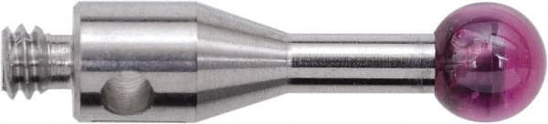 Renishaw - 0.1181 Inch Ball Diameter, Stainless Steel Stem, M2 Thread, Ruby Point Ball Tip CMM Stylus - 0.2756 Inch Working Length, 0.0591 Inch Stem Diameter, 0.3937 Inch Overall Length - Caliber Tooling