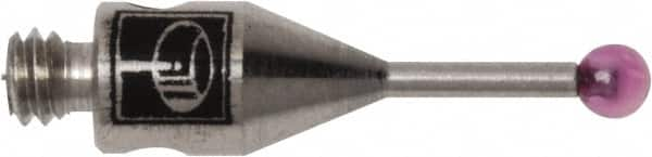 Renishaw - 0.0591 Inch Ball Diameter, Stainless Steel Stem, M2 Thread, Ruby Point Ball Tip CMM Stylus - 0.1772 Inch Working Length, 0.028 Inch Stem Diameter, 0.3937 Inch Overall Length - Caliber Tooling