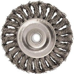 Anderson - 4" OD, 1/2" Arbor Hole, Knotted Stainless Steel Wheel Brush - 1/2" Face Width, 1" Trim Length, 0.02" Filament Diam, 20,000 RPM - Caliber Tooling