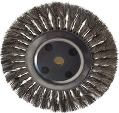 Anderson - 8" OD, 5/8" Arbor Hole, Knotted Stainless Steel Wheel Brush - 5/8" Face Width, 1-3/4" Trim Length, 0.016" Filament Diam, 6,000 RPM - Caliber Tooling