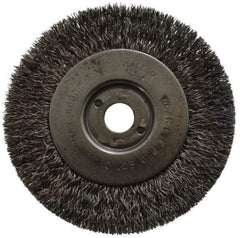 Anderson - 4" OD, 1/2" Arbor Hole, Crimped Stainless Steel Wheel Brush - 11/32" Face Width, 13/16" Trim Length, 0.0104" Filament Diam, 6,000 RPM - Caliber Tooling