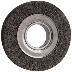 Anderson - 6" OD, 2" Arbor Hole, Crimped Steel Wheel Brush - 1" Face Width, 1-1/8" Trim Length, 0.0118" Filament Diam, 6,000 RPM - Caliber Tooling