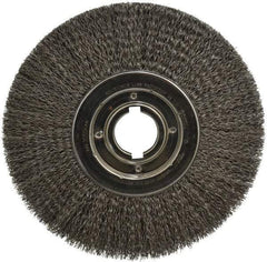 Anderson - 12" OD, 2" Arbor Hole, Crimped Steel Wheel Brush - 1-1/4" Face Width, 3" Trim Length, 0.02" Filament Diam, 3,600 RPM - Caliber Tooling