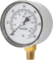 Gast - 1/4" NPT psi Pressure Gauge - 0-60 psi Pressure, 0-150 Millibars - Caliber Tooling