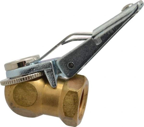 Acme - Closed Check Brass/Steel Air Chuck - Ball Foot with Clip Chuck, 1/4 FPT - Caliber Tooling