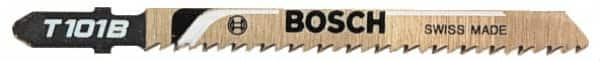 Bosch - 4" Long, 14 Teeth per Inch, High Speed Steel Jig Saw Blade - Toothed Edge, 0.28" Wide x 0.05" Thick, T-Shank, Ground Taper Tooth Set - Caliber Tooling