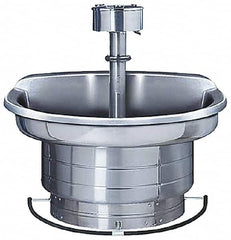 Bradley - Semi-Circular, Foot-Controlled, Internal Drain, 36" Diam, 3 Person Capacity, Stainless Steel, Wash Fountain - 1.25 GPM, 9" Bowl Depth, 28" High, 304 Material Grade - Caliber Tooling