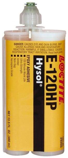 Loctite - 400 mL Cartridge Two Part Epoxy - 120 min Working Time, 4,800 psi Shear Strength, Series E-120HP - Caliber Tooling