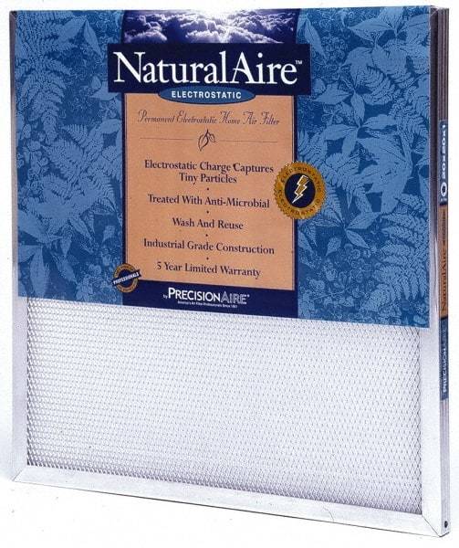 PrecisionAire - 16" Noml Height x 25" Noml Width x 1" Noml Depth, 50 to 60% Capture Efficiency, Wire-Backed Pleated Air Filter - MERV 10, Polyester/Polypropylene, Integrated Frame, For Any Unit - Caliber Tooling