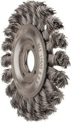 Value Collection - 4-1/2" OD, 7/8" Arbor Hole, Knotted Steel Wheel Brush - 1/2" Face Width, 7/8" Trim Length, 0.012" Filament Diam, 12,500 RPM - Caliber Tooling