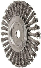 Value Collection - 7" OD, 7/8" Arbor Hole, Knotted Steel Wheel Brush - 1/2" Face Width, 1-11/16" Trim Length, 0.015" Filament Diam, 9,000 RPM - Caliber Tooling