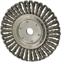 Value Collection - 8" OD, 7/8" Arbor Hole, Knotted Steel Wheel Brush - 1/2" Face Width, 1-11/16" Trim Length, 0.015" Filament Diam, 8,500 RPM - Caliber Tooling