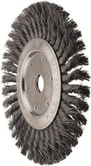 Value Collection - 8" OD, 7/8" Arbor Hole, Knotted Steel Wheel Brush - 1/2" Face Width, 1-11/16" Trim Length, 0.012" Filament Diam, 8,500 RPM - Caliber Tooling