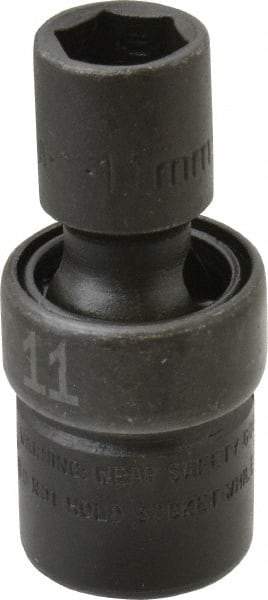 SK - 3/8" Drive 11mm Standard Universal Impact Socket - 6 Points, 2-1/8" OAL - Caliber Tooling