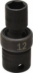 SK - 3/8" Drive 12mm Standard Universal Impact Socket - 6 Points, 2-1/8" OAL - Caliber Tooling