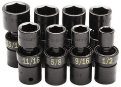 SK - 8 Piece 1/2" Drive Standard Impact Socket Set - 6 Points, 1/2 to 15/16", Inch Measurement Standard - Caliber Tooling