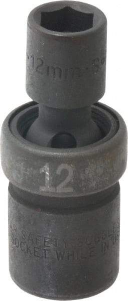 SK - 1/2" Drive 12mm Standard Universal Impact Socket - 6 Points, 2-3/4" OAL - Caliber Tooling