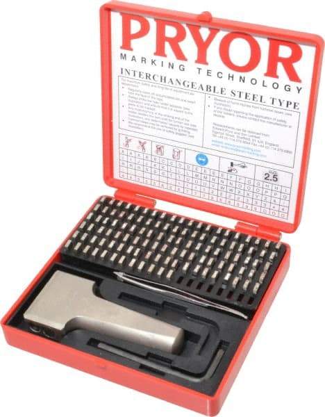 Pryor - 112 Piece, 3/32 Inch Character, Hardened Steel Type Set - 12 Character Capacity - Caliber Tooling