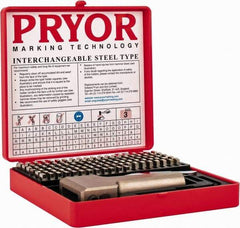 Pryor - 112 Piece, 1/8 Inch Character, Hardened Steel Type Set - 9 Character Capacity - Caliber Tooling