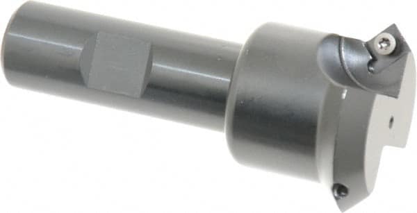 Kennametal - 45° Lead Angle, 1.66" Max Cut Diam, 1.2" Min Cut Diam, 4.96mm Max Depth of Cut, Indexable Chamfer and Angle End Mill - 2 Inserts, SDEB 26152 Insert Style, 3-1/4" Overall Length, Straight Shank - Caliber Tooling