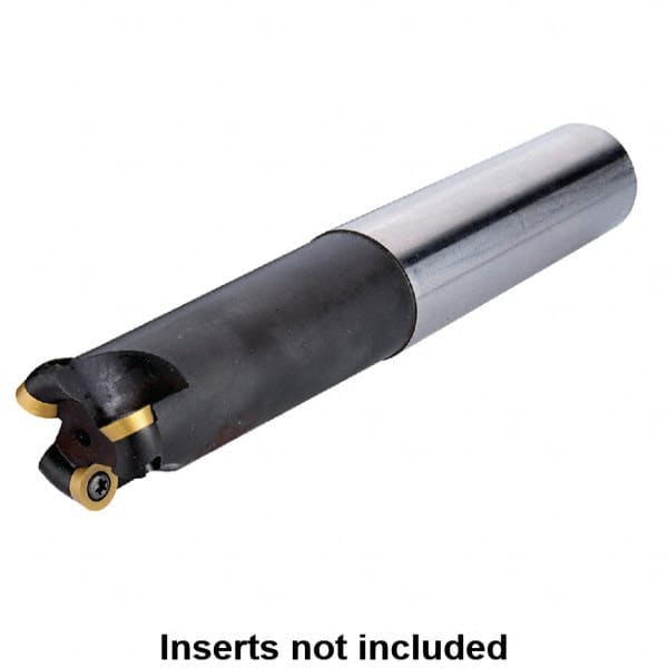 Kennametal - 3/4" Cutting Diam, 3/4" Shank Diam, 3/4" Max Depth of Cut, Straight Shank Indexable Copy End Mill - 3 Inserts, RDHX 12T Insert, KDM Toolholder, Through Coolant - Caliber Tooling