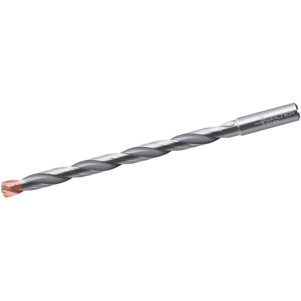 Walter-Titex - 16mm, 140° Point, Spiral Flute, Solid Carbide Taper Length Drill Bit - Double Point Finish, 208mm Flute Length, 260mm OAL, Series A6589DPP - Caliber Tooling