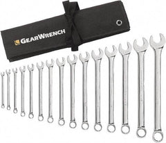 GearWrench - 15 Piece, 5/16" to 1-1/4", 12 Point Combination Wrench Set - Inch Measurement Standard, Chrome Finish, Comes in Roll - Caliber Tooling