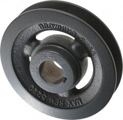 Browning - 1" Bore, 1-5/32 Long, 4-3/4" Outside Diam, Finished Bore Single Groove V Belt Sheave - 7/8" Wide, 4.4 Belt Pitch B, 4" Pitch Diam of 4L Belt - Caliber Tooling