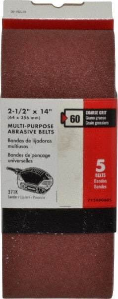 Porter-Cable - 2-1/2" Wide x 14" OAL, 60 Grit, Aluminum Oxide Abrasive Belt - Aluminum Oxide, Medium, Coated, X Weighted Cloth Backing - Caliber Tooling