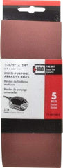 Porter-Cable - 2-1/2" Wide x 14" OAL, 180 Grit, Aluminum Oxide Abrasive Belt - Aluminum Oxide, Fine, Coated, X Weighted Cloth Backing - Caliber Tooling