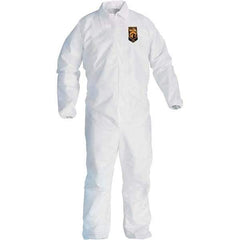 KleenGuard - Size M Film Laminate General Purpose Coveralls - White, Zipper Closure, Elastic Cuffs, Elastic Ankles, Serged Seams - Caliber Tooling