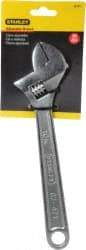 Stanley - 1-1/4" Jaw Capacity, 10" Standard Adjustable Wrench - Chrome Vanadium Steel, Chrome Finish, 10-1/8" OAL - Caliber Tooling