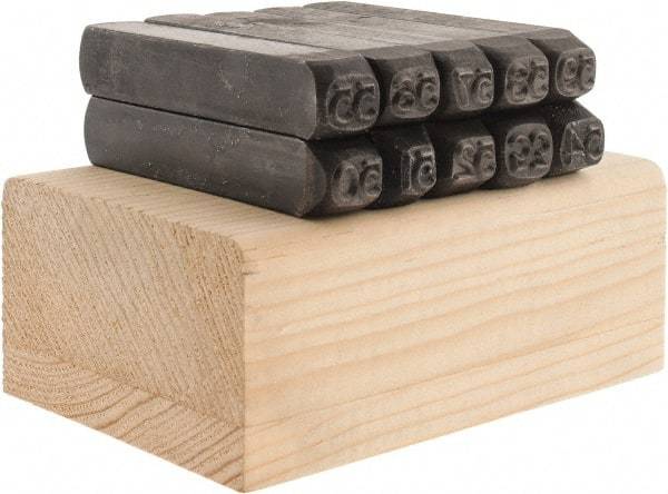 Made in USA - 10 Piece, 1/4" Character Steel Stamp Set - Double Digit Figures, Double Digits - Caliber Tooling