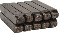 Made in USA - 10 Piece, 1/4" Character Steel Stamp Set - Double Digit Figures, Double Digits - Caliber Tooling