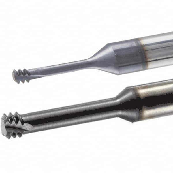 Iscar - M12x1.75 ISO, 0.354" Cutting Diam, 3 Flute, Solid Carbide Helical Flute Thread Mill - Internal Thread, 1.02" LOC, 3" OAL, 3/8" Shank Diam - Caliber Tooling