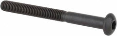 Made in USA - #10-32 UNF Hex Socket Drive, Button Screw - Alloy Steel, Black Oxide Finish, Fully Threaded, 2" Length Under Head - Caliber Tooling