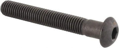 Made in USA - 1/4-28 UNF Hex Socket Drive, Button Screw - Alloy Steel, Black Oxide Finish, Fully Threaded, 1-3/4" Length Under Head - Caliber Tooling