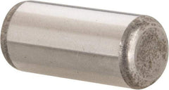 Made in USA - 7/16" Diam x 1" Pin Length Grade 8 Alloy Steel Standard Dowel Pin - Bright Finish, C 47-58 & C 60 (Surface) Hardness, 22,550 Lb (Single Shear), 45,100 Lb (Double Shear) Breaking Strength, 1 Beveled & 1 Rounded End - Caliber Tooling