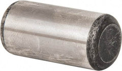 Made in USA - 1/2" Diam x 1" Pin Length Grade 8 Alloy Steel Standard Dowel Pin - Bright Finish, C 47-58 & C 60 (Surface) Hardness, 29,450 Lb (Single Shear), 58,900 Lb (Double Shear) Breaking Strength, 1 Beveled & 1 Rounded End - Caliber Tooling