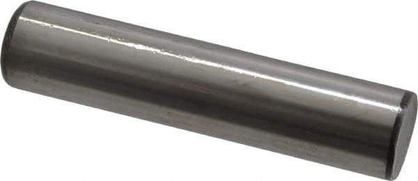 Made in USA - 1/2" Diam x 2-1/4" Pin Length Grade 8 Alloy Steel Standard Dowel Pin - Bright Finish, C 47-58 & C 60 (Surface) Hardness, 29,450 Lb (Single Shear), 58,900 Lb (Double Shear) Breaking Strength, 1 Beveled & 1 Rounded End - Caliber Tooling