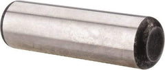 Made in USA - 3/4" Diam x 2-1/2" Pin Length Grade 8 Alloy Steel Standard Dowel Pin - Bright Finish, C 47-58 & C 60 (Surface) Hardness, 132,400 Lb (Double Shear), 66,200 Lb (Single Shear) Breaking Strength, 1 Beveled & 1 Rounded End - Caliber Tooling