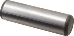 Made in USA - 7/8" Diam x 3" Pin Length Grade 8 Alloy Steel Standard Dowel Pin - Bright Finish, C 47-58 & C 60 (Surface) Hardness, 180,400 Lb (Double Shear), 90,200 Lb (Single Shear) Breaking Strength, 1 Beveled & 1 Rounded End - Caliber Tooling