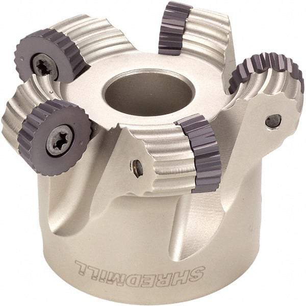 Iscar - 80mm Cut Diam, 8mm Max Depth, 27mm Arbor Hole, 6 Inserts, RC.. Insert Style, Indexable Copy Face Mill - FRW Cutter Style, 50mm High, Series MillShred - Caliber Tooling