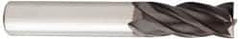 OSG - 7/8" Diam, 1-1/2" LOC, 4 Flute Solid Carbide Ball End Mill - TiAlN Finish, Single End, 4" OAL, 7/8" Shank Diam, Spiral Flute - Caliber Tooling