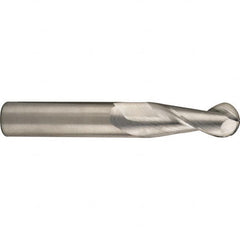 SGS - 14mm Diam, 26mm LOC, 2 Flute Solid Carbide Ball End Mill - Uncoated, Single End, 83mm OAL, 14mm Shank Diam, Spiral Flute - Caliber Tooling